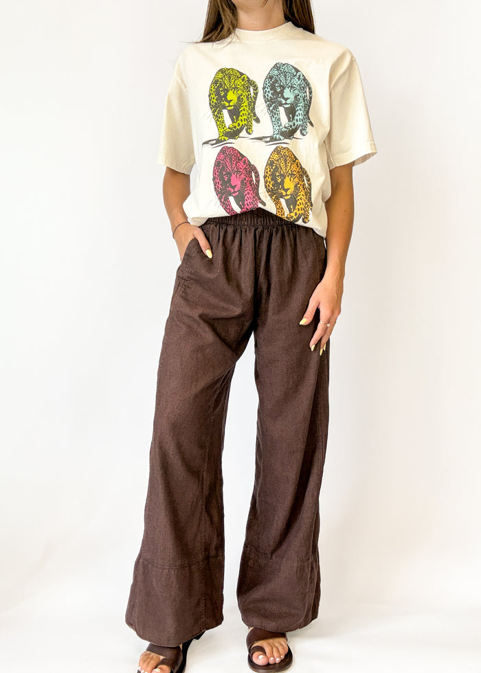 Free People Days End Linen Pull-On Pant - Double Espresso