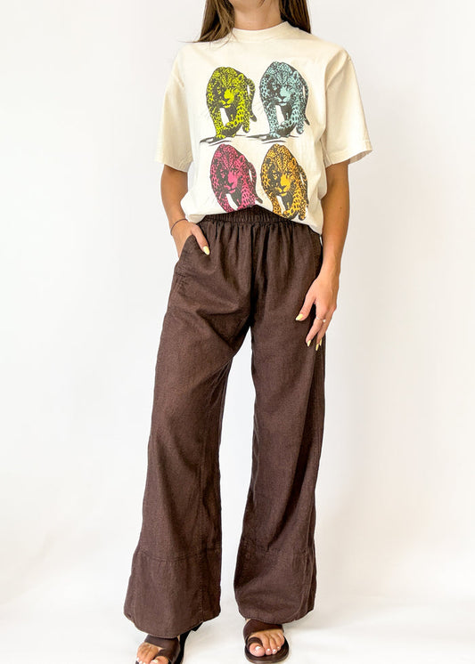 Free People Days End Linen Pull-On Pant - Double Espresso
