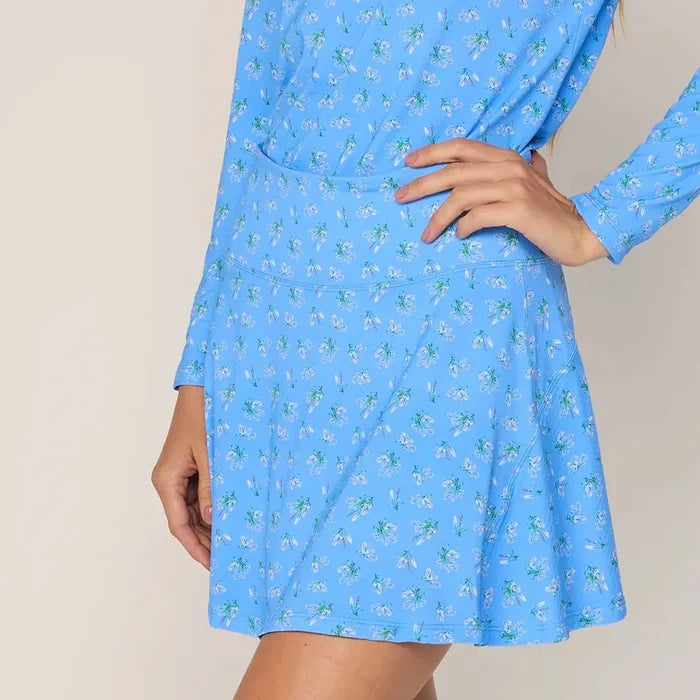 G Lifestyle Back Yoke Ruffle Skort (16") - Peri Blue Floral