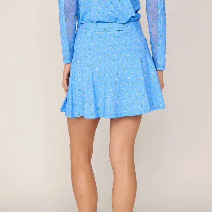 G Lifestyle Back Yoke Ruffle Skort (16") - Peri Blue Floral