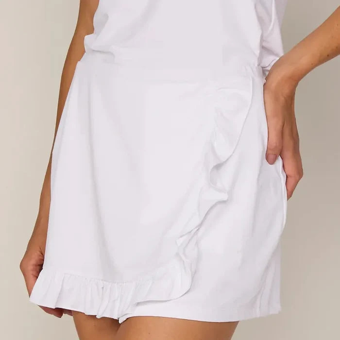 G Lifestyle Ruffle Wrap Skort (14") - White