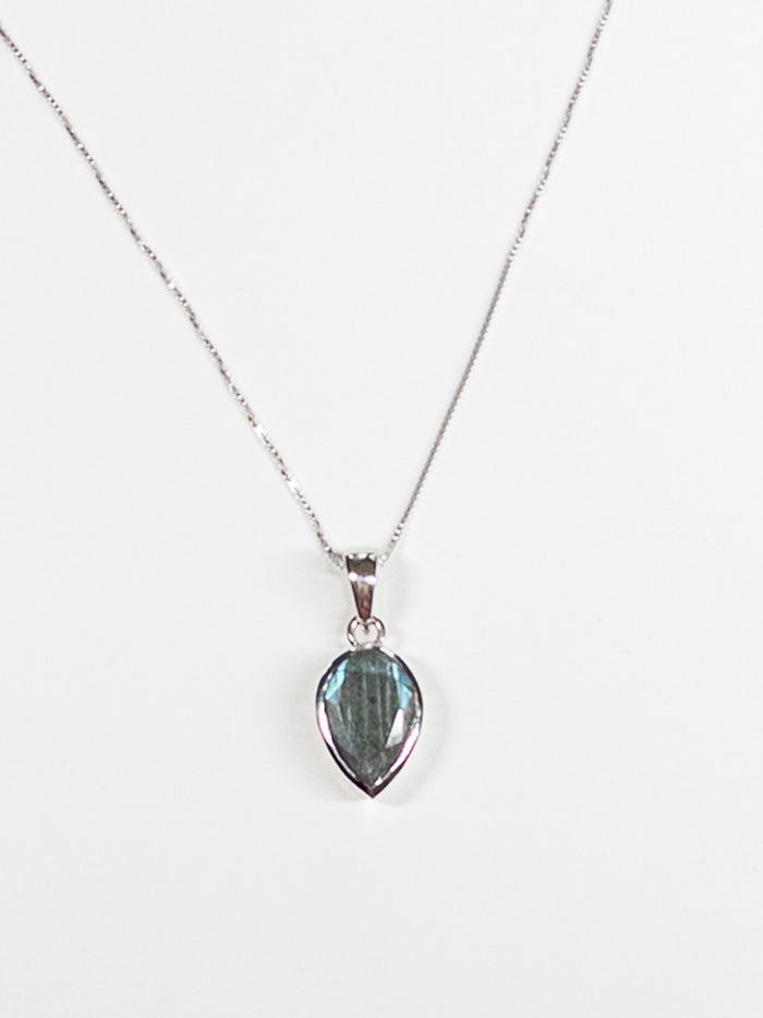 Gem simple drop sterling necklace -not adjustable length