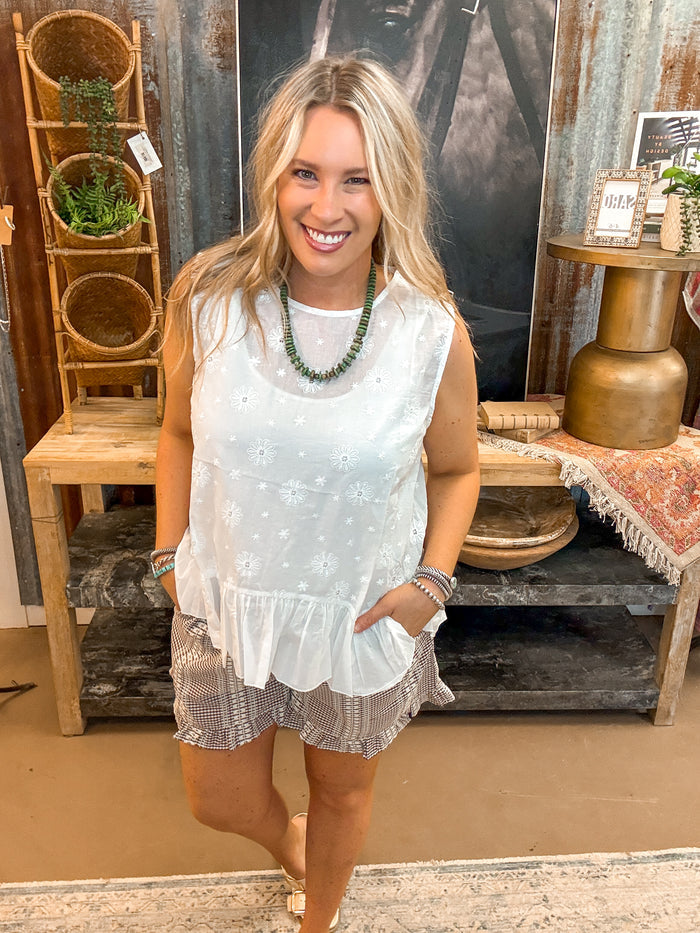 GINGHAM TUNIC & SHORTS SET, MOCHA