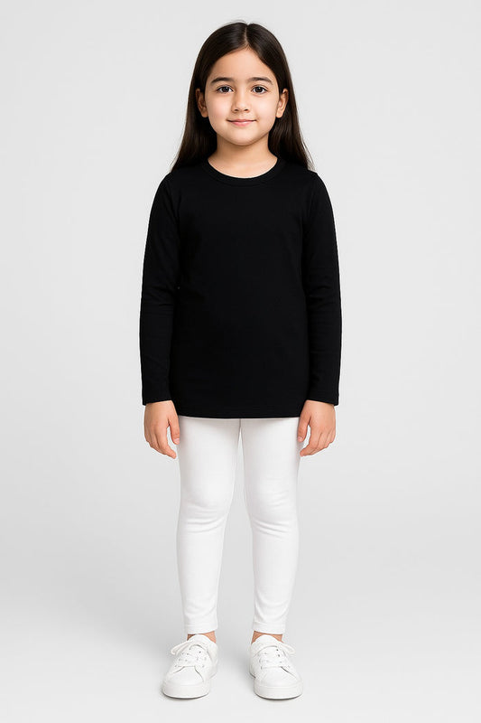 Girls’ Cozy Winter Wear – Soft Interlock Shirt Paired with Cotton Lycra Leggings