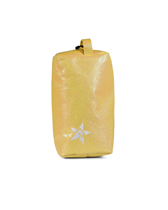 Glossy Pastel Yellow Makeup Bag with White Zipper