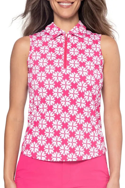 Golftini Cool Girl S/L Polo - Pink Floral