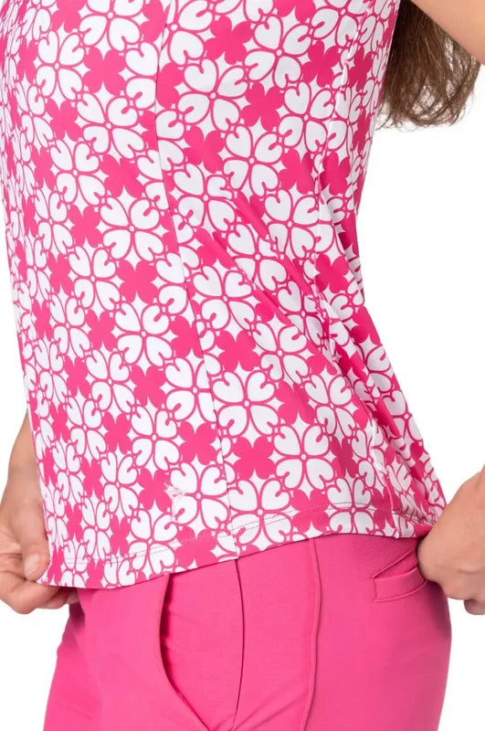 Golftini Cool Girl S/L Polo - Pink Floral