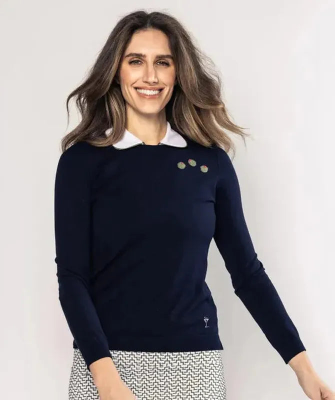 Golftini Olives Crew Neck Sweater - Navy