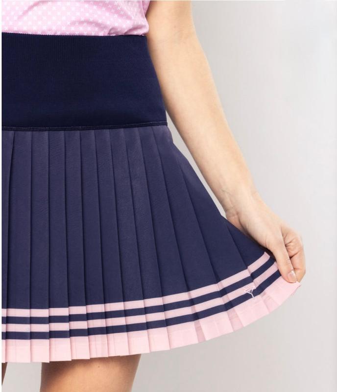 Golftini Victory Lap Varsity Pleat Skort - Navy/Pink