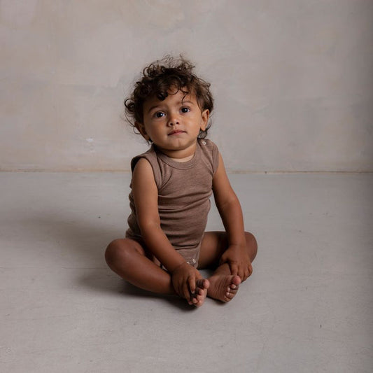 Gosling Baby Body - Merino Wool & Silk - Warm Driftwood