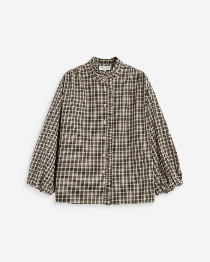 Grace & Mila blouse Adelie opstaande kraag met ruches