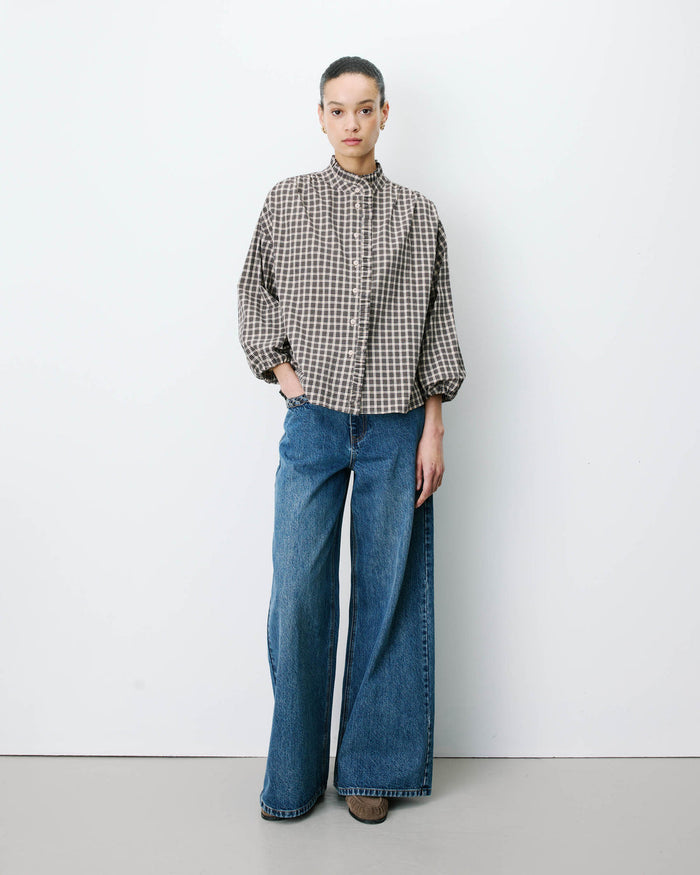 Grace & Mila blouse Adelie opstaande kraag met ruches