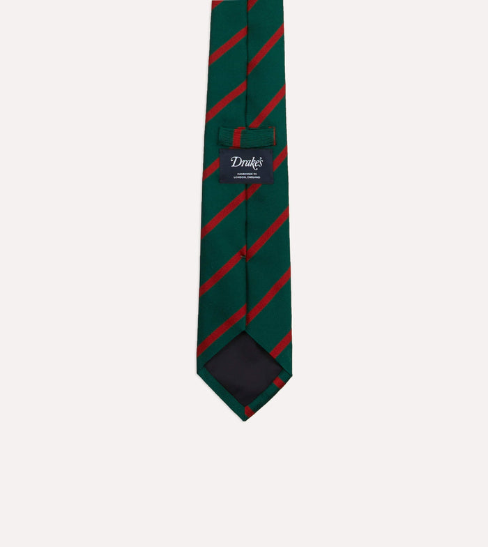 Green and Red Stripe Repp Silk Tie