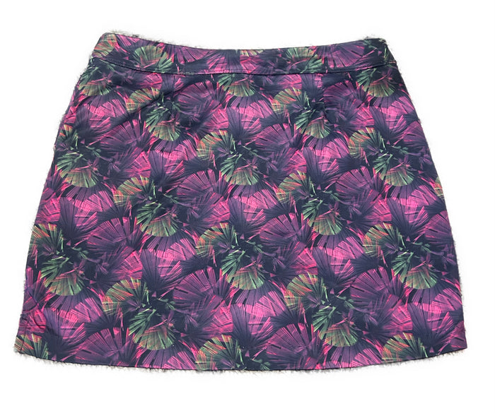 Greg Norman Hot Pink, Green & Navy Foliage Pull-On Skort Size M