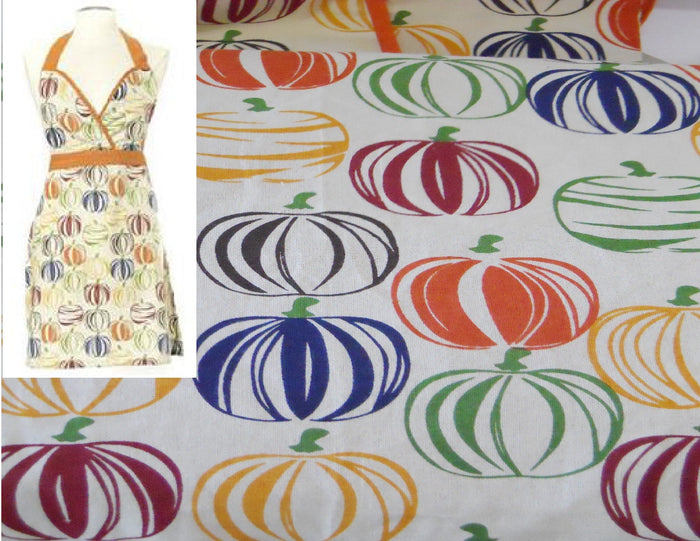Harvest Kitchen Gourds PUMPKIN APRON Form Fitting Cotton THANKSGIVING Cook