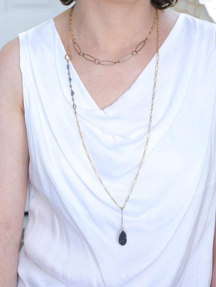 Havana dark druzy nh necklace