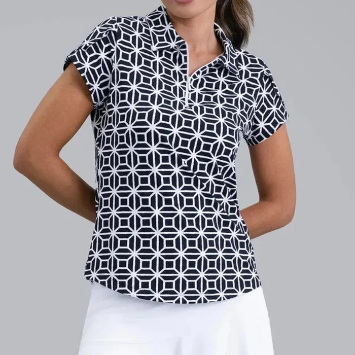 IBKUL Carolyn S/S Polo - Black/White