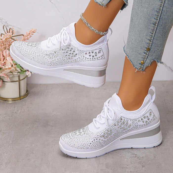 lace up wedge sneakers women PVC sole urban daily outfit