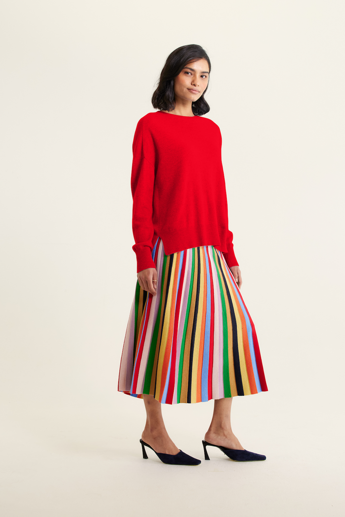 Iris Cashmere Crew Sweater In Crimson