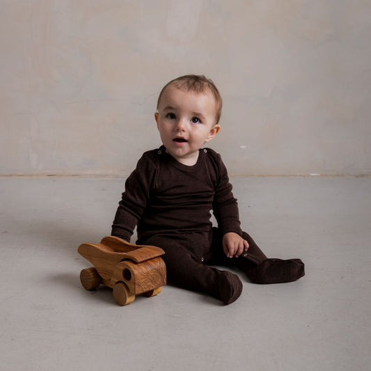 Kea Baby Pyjamas - Merino Wool & Silk - Cacao