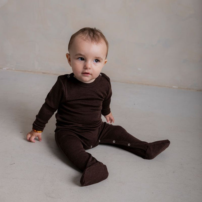 Kea Baby Pyjamas - Merino Wool & Silk - Cacao