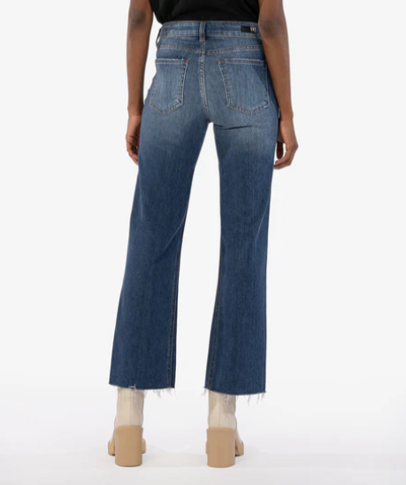 Kelsey High Rise Fab Ab Ankle Flare with Raw Hem - Royal