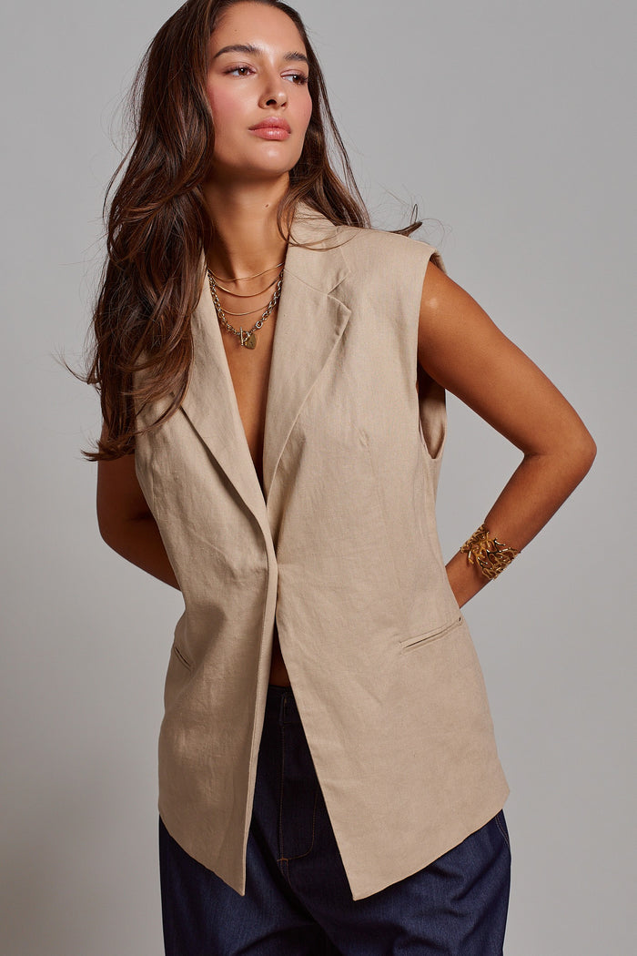 KHAKI TAILORED VEST