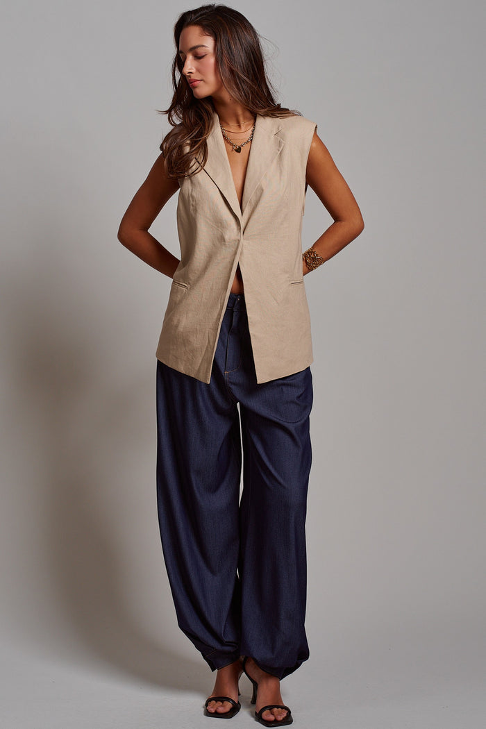 KHAKI TAILORED VEST