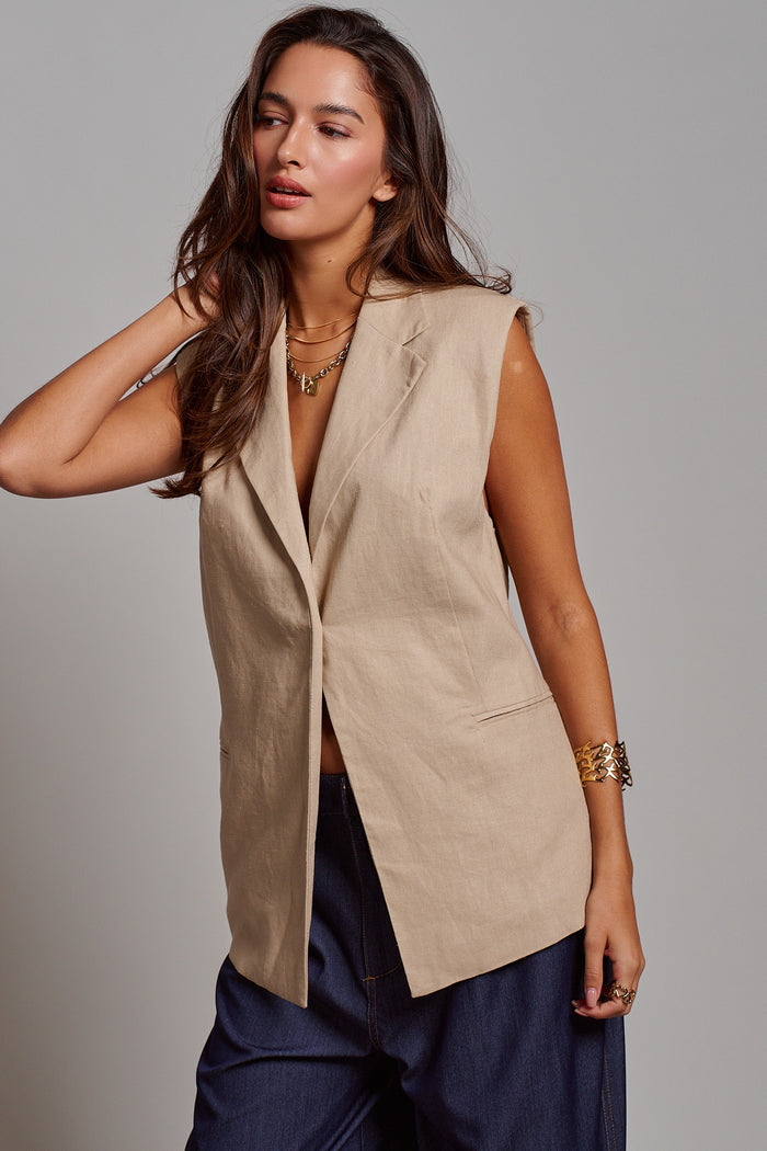 KHAKI TAILORED VEST