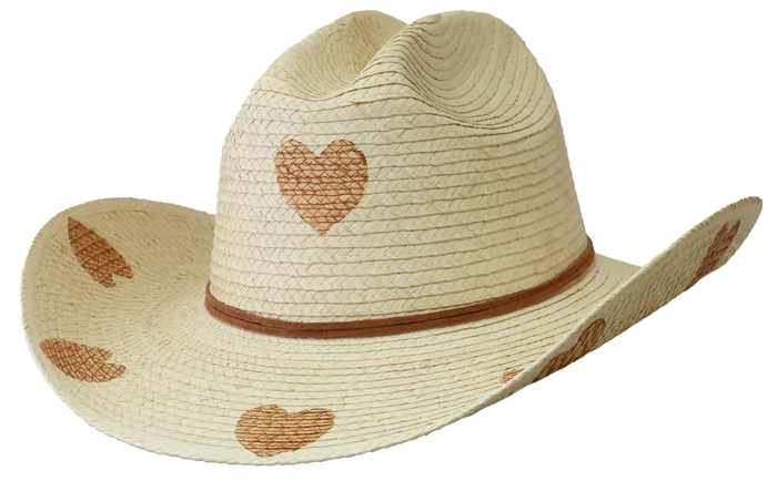 Kid's Cattleman Hat - Brown Hearts