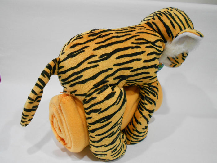 Kids Cuddly Friends PLUSH TIGER ANIMAL Toy w/50x60 Orange THROW BLANKET