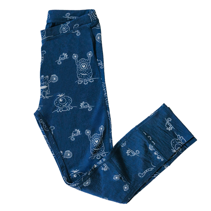 Kids Merino Wool Base Layer, Leggings, Monster