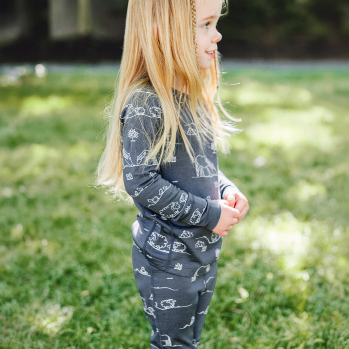 Kids Merino Wool Base Layer, Long Sleeve Top, Farm