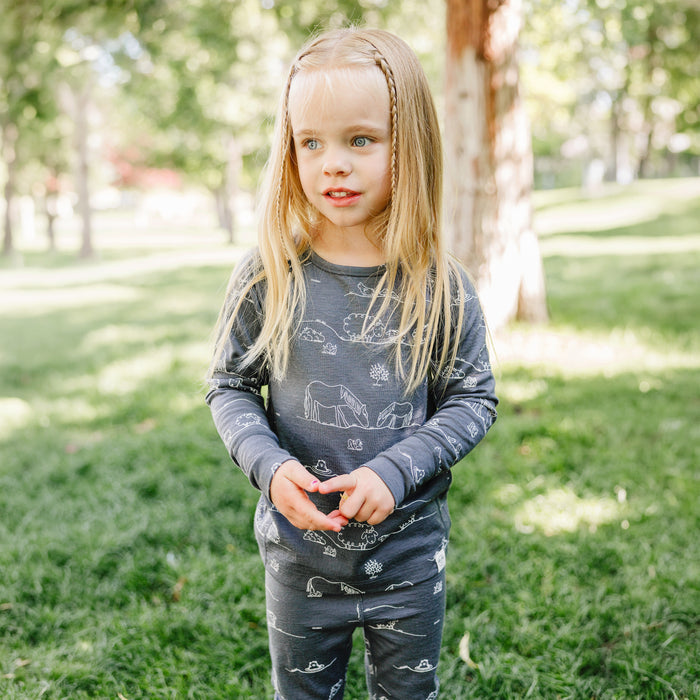 Kids Merino Wool Base Layer, Long Sleeve Top, Farm