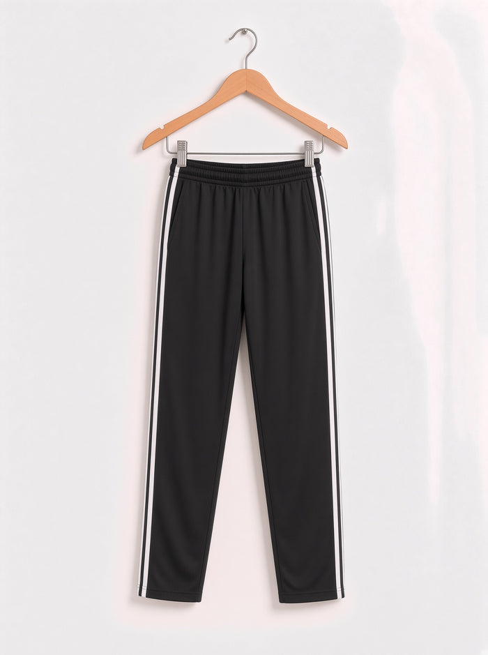 Kids Single Jersey Cotton Side Stripe Trouser Black Regular Fit - Hinz Clothing