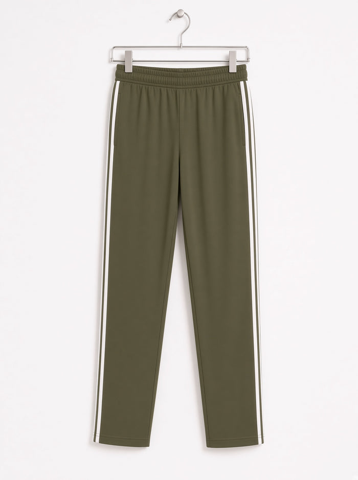 Kids Single Jersey Cotton Side Stripe Trouser Olive Green Regular Fit - Hinz Clothing