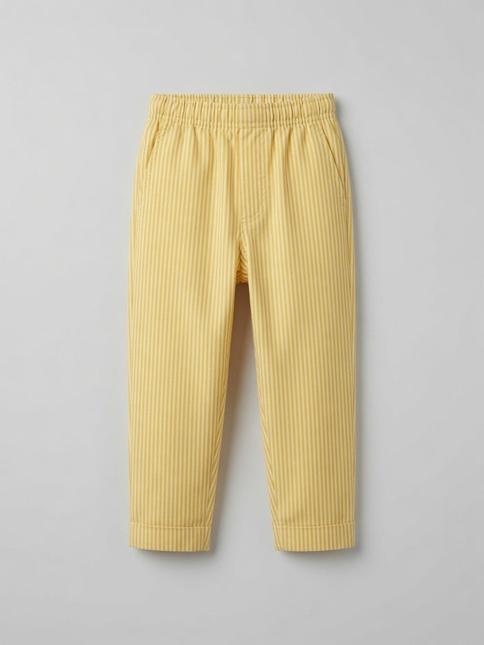 Kids Yellow Stripe Woven Cotton Trouser