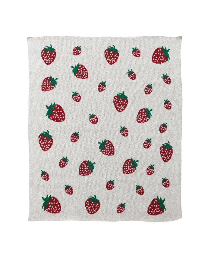 Knit Baby Blanket - Strawberries