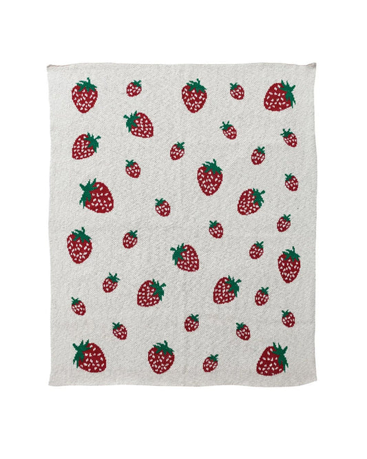 Knit Baby Blanket - Strawberries