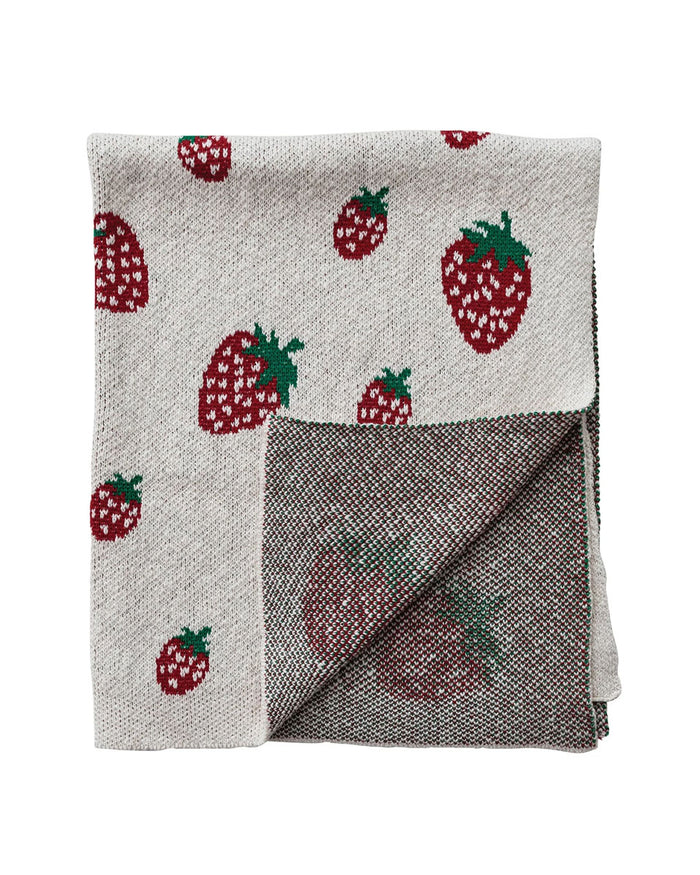 Knit Baby Blanket - Strawberries