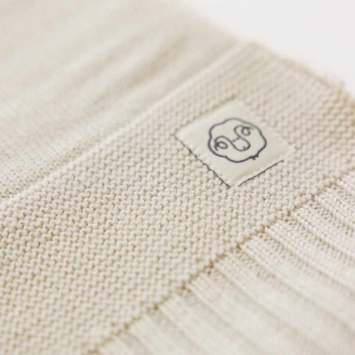 Knitted Baby Blanket, 100% Merino Wool, 31.5" x 40", Almond