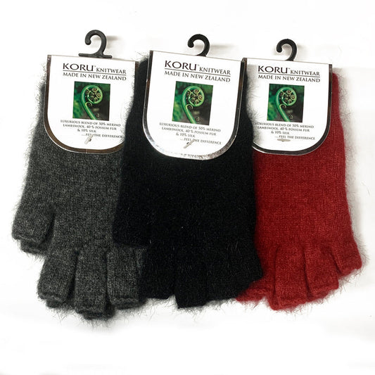 Koru - Merino & Possum Fingerless Gloves (KO50)