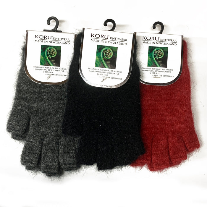Koru - Merino & Possum Fingerless Gloves (KO50)