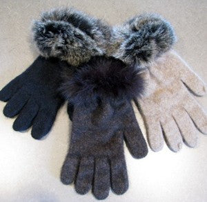 Koru - Merino & Possum Fur Trimmed Gloves (KO56)