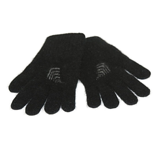 A pair of black Koru merino and possum NZ Supporters Silver Fern Gloves.