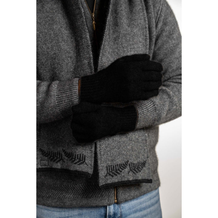 Koru - Merino & Possum Plain Gloves (KO48)Black