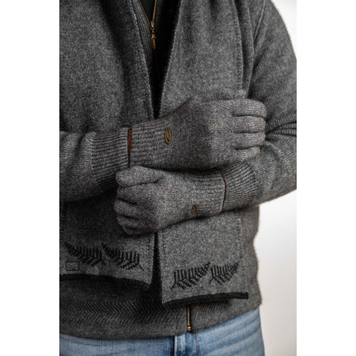 Koru - Merino & Possum Plain Gloves (KO48)Grey