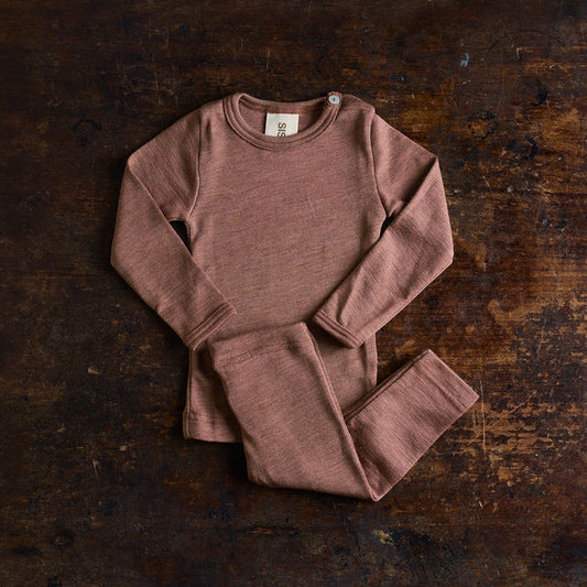 Lark Top & Finch Leggings Baby Set - Merino Wool & Silk - Russet