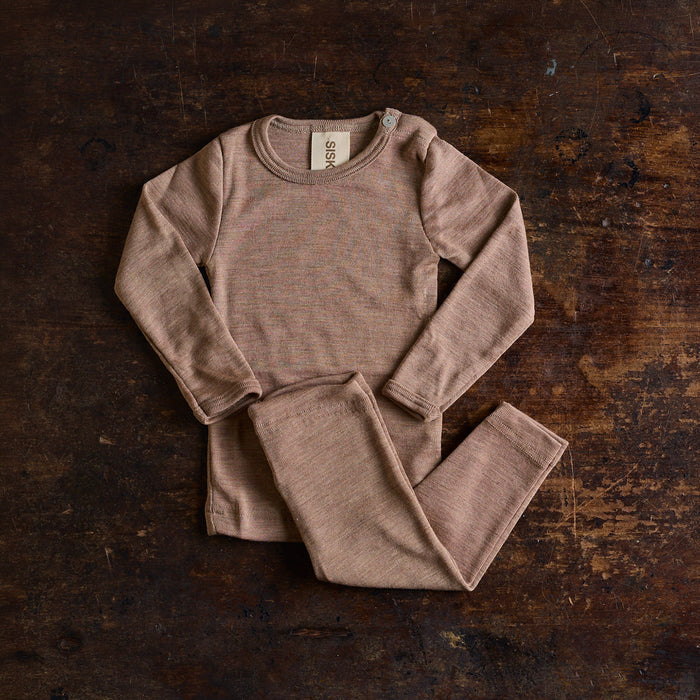 Lark Top & Finch Leggings Baby Set - Merino Wool & Silk - Warm Driftwood