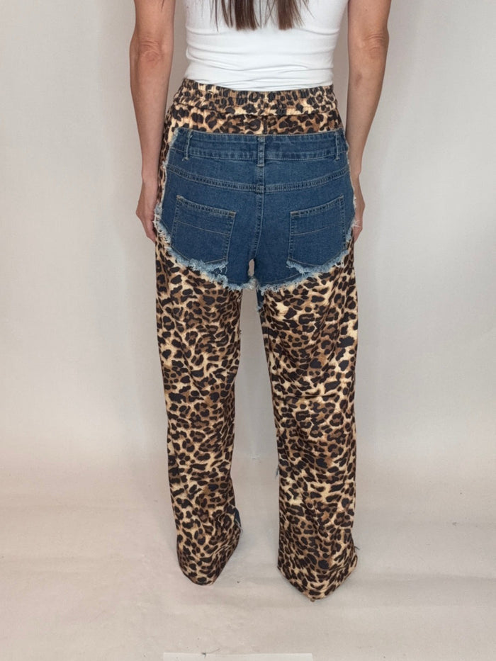 Style the Leopard Contrast High Waist Pants exclusively at Born To Glam